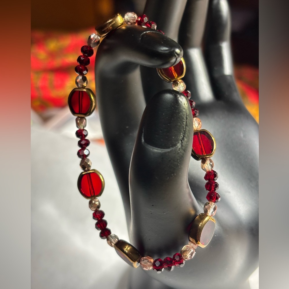 Red and Gold Tone stretch bracelet